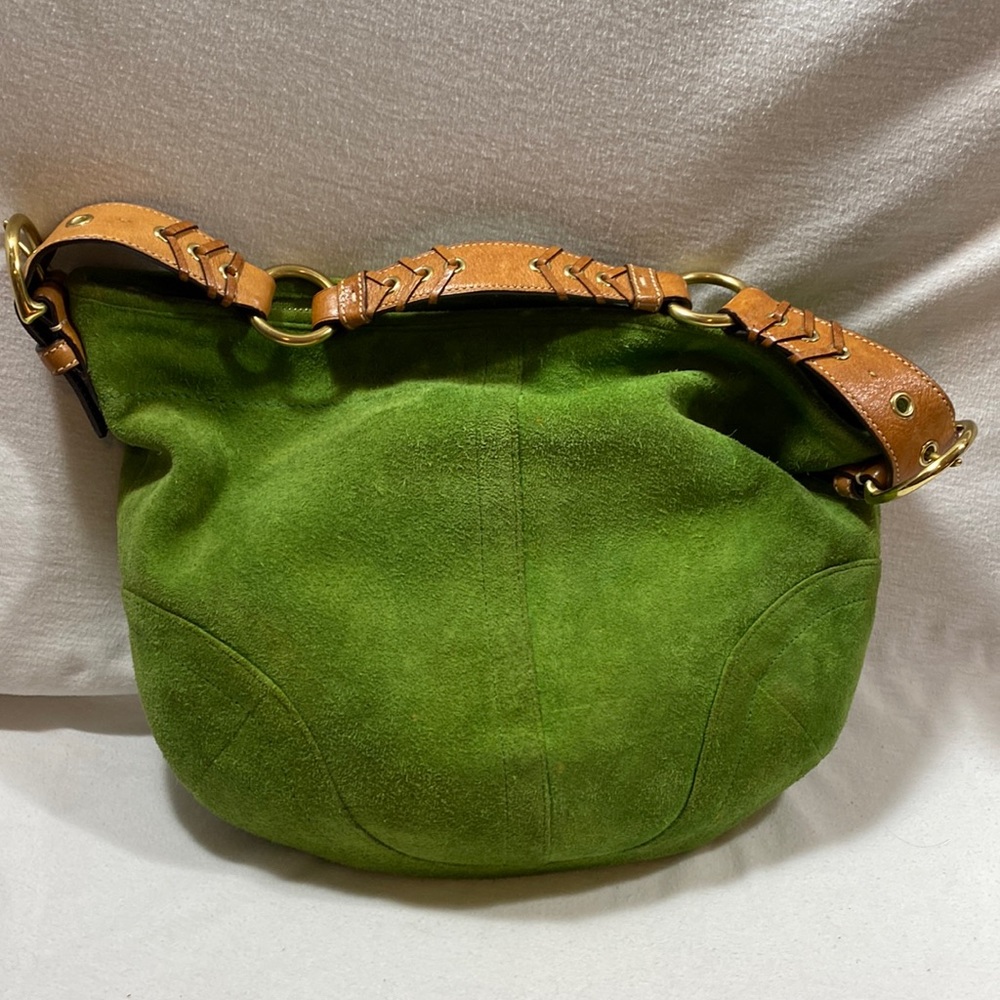 Coach vintage moss green suede shoulder bag K04S-3657